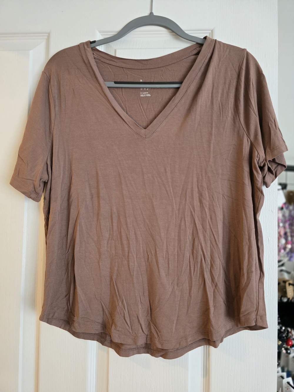 a new day Mauve-Brown V-Neck Short Sleeve Tee
